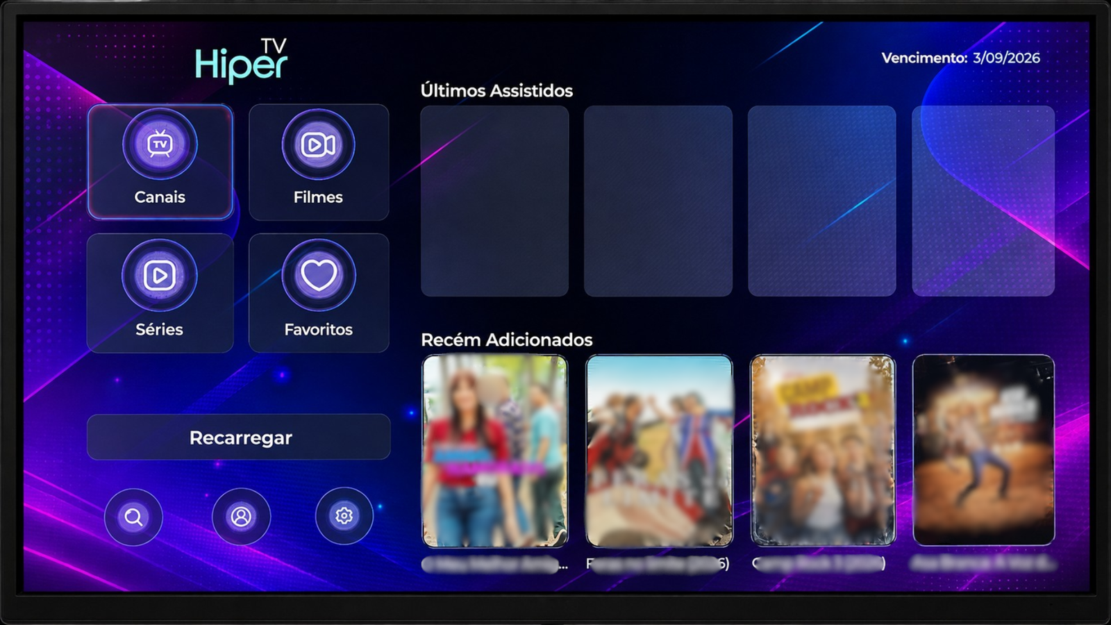 Aplicativo IPTV personalizado para Roku com canais, filmes, séries, favoritos e últimos assistidos